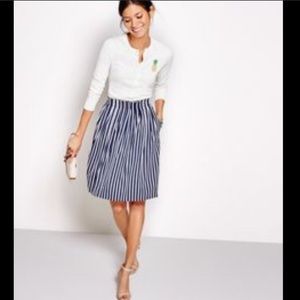 J. Crew striped pleated midi skirt